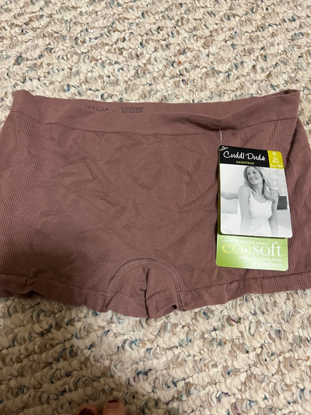 Cuddl Duds EcoSoft Seamless Boyshorts - Mauve Brown